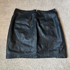 Free People Black Faux Leather Mini Skirt